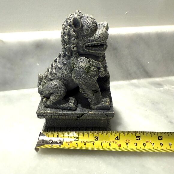 Chinese Guardian Lion Foo Dog Resin Statue Figurine Gray - Picture 6 of 6